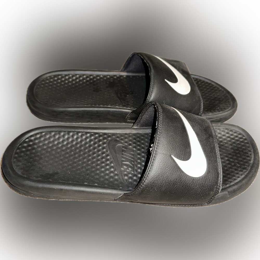 Nike Benassi Swoosh Slides(Sz15) Black/White Swoosh